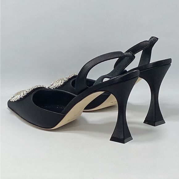 Manolo Blahnik Prietasli 90 Embellished Satin Slingback Pumps size 41.5 - Picture 5 of 11